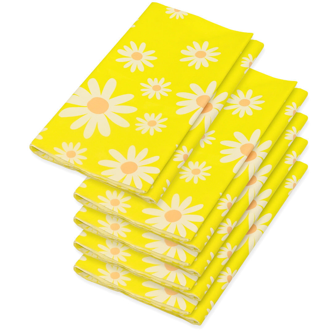 5 Stk Premium Tischdecken 220x138cm stoffähnlich Tischtuch - Gänseblümchen gelb