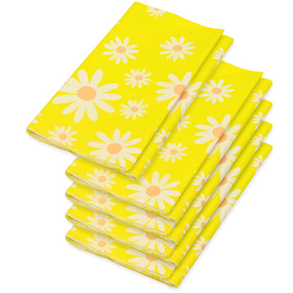 5 Stk Premium Tischdecken 220x138cm stoffähnlich Tischtuch - Gänseblümchen gelb
