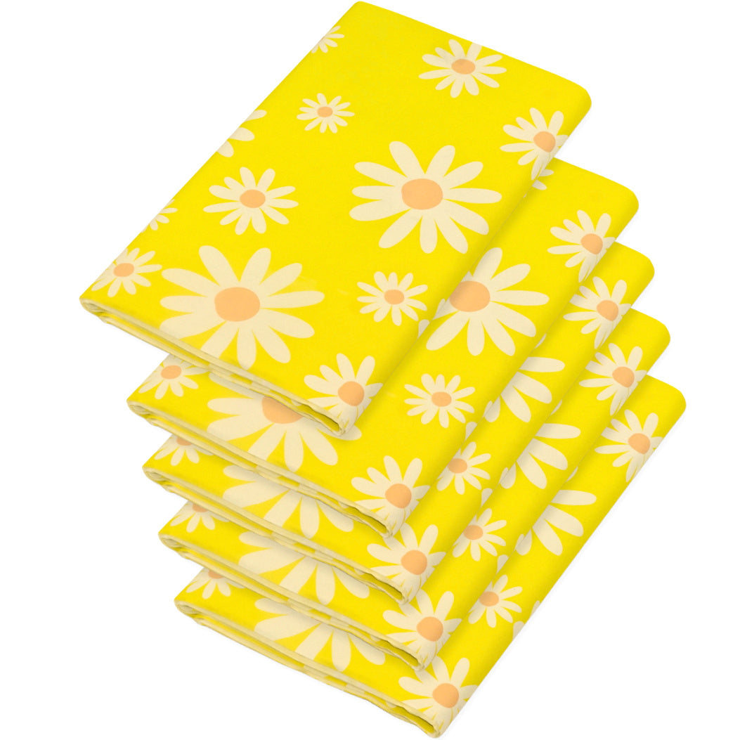 5 Stk Premium Tischdecken 220x138cm stoffähnlich Tischtuch - Gänseblümchen gelb