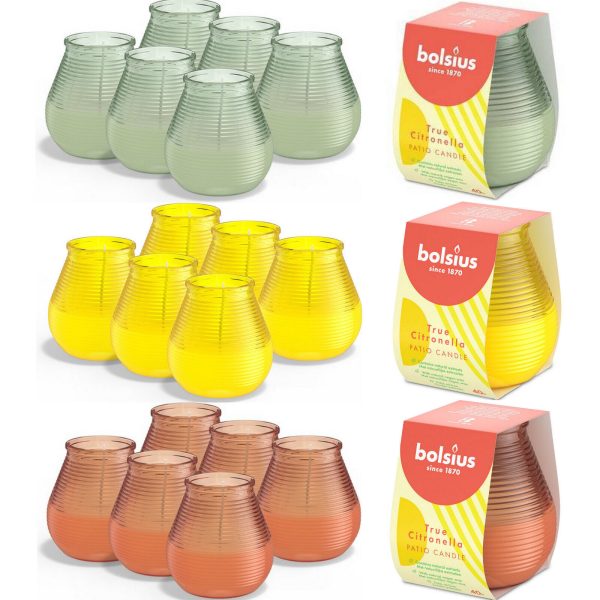 6er Set Bolsius Citronella Patiolicht Kerzenglas 94x91mm Windlicht Outdoor Duftgläser