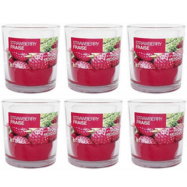 6 Bolsius Duftgläser 80x72mm Duftkerzen im Glas Kerzenglas Strawberry Frause