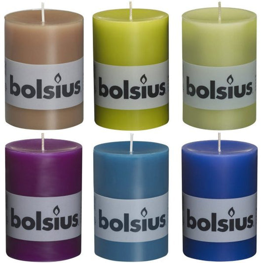 6 Bolsius Elegance Stumpenkerzen 100x68mm Blockkerzen durchgefärbt handgemacht (6 Stück)