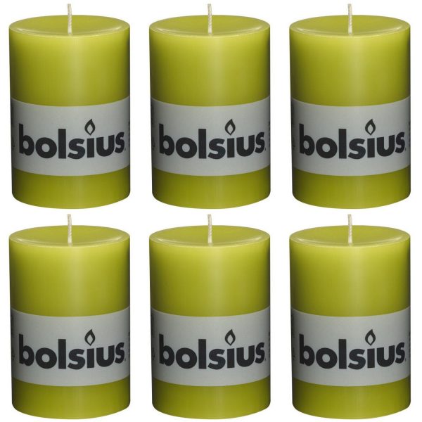 6 Bolsius Elegance Stumpenkerzen 100x68mm Blockkerzen durchgefärbt handgemacht (6 Stück)