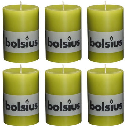 6 Bolsius Elegance Stumpenkerzen 100x68mm Blockkerzen durchgefärbt handgemacht (6 Stück)