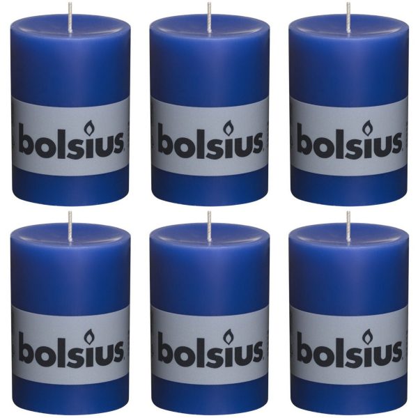 6 Bolsius Elegance Stumpenkerzen 100x68mm Blockkerzen durchgefärbt handgemacht (6 Stück)
