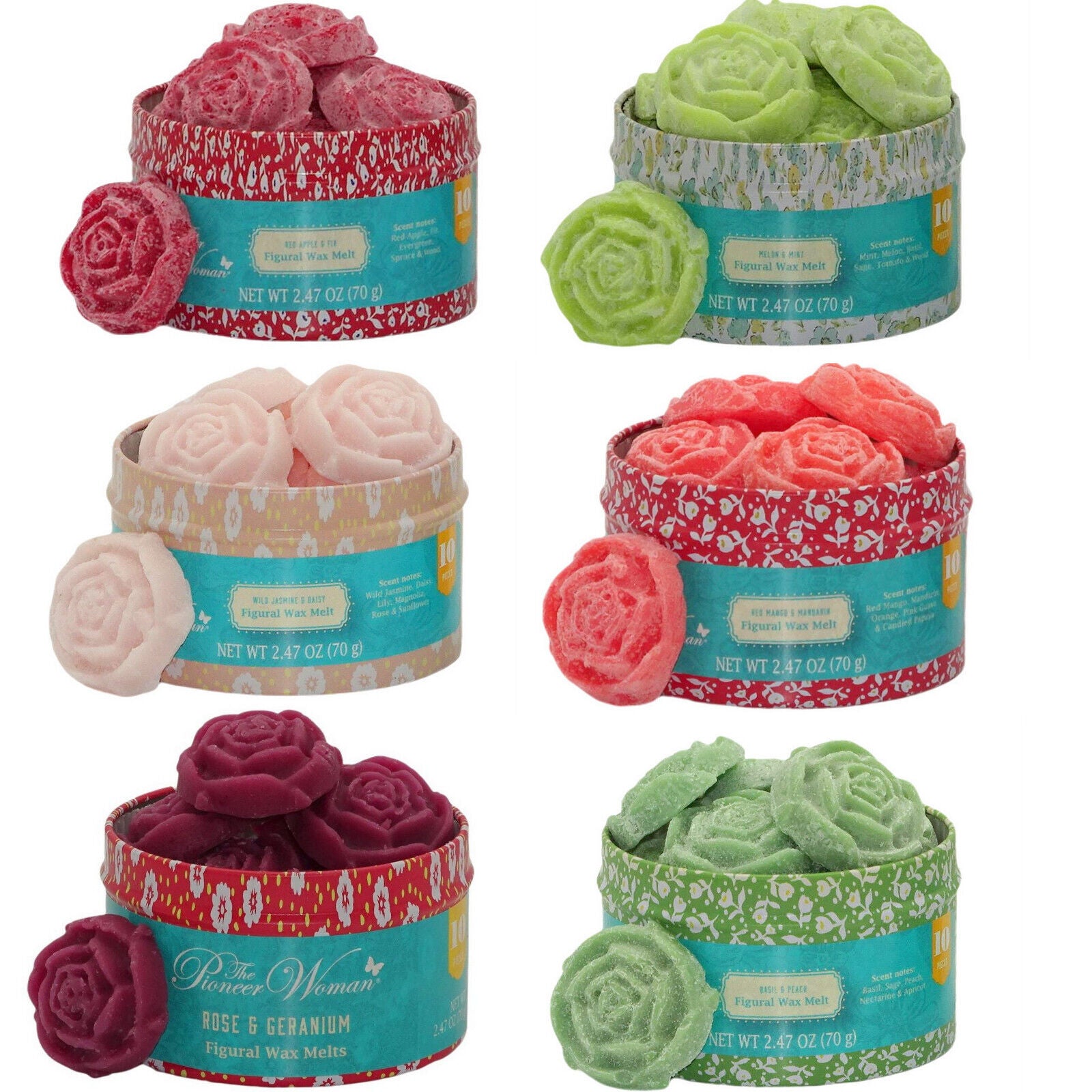 60-tlg. Wax Melts Rosen Schmelzblüten Duftblüten Aroma Duftwachs (6 Dosen x 10er)