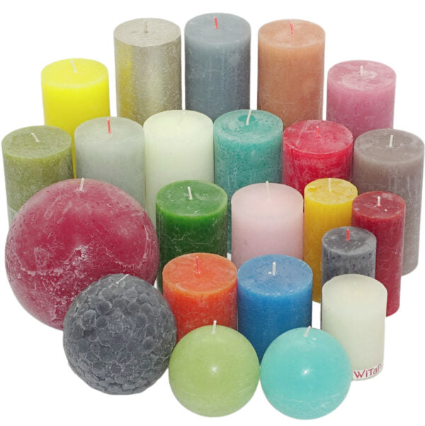 8 kg Rustik Stumpenkerzen + Kugelkerzen