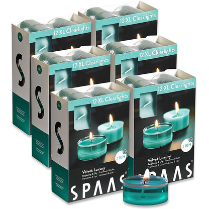SPAAS Maxi-Teelichter 10h Clearlights Duftteelichter Acryl Cup Duftkerzen