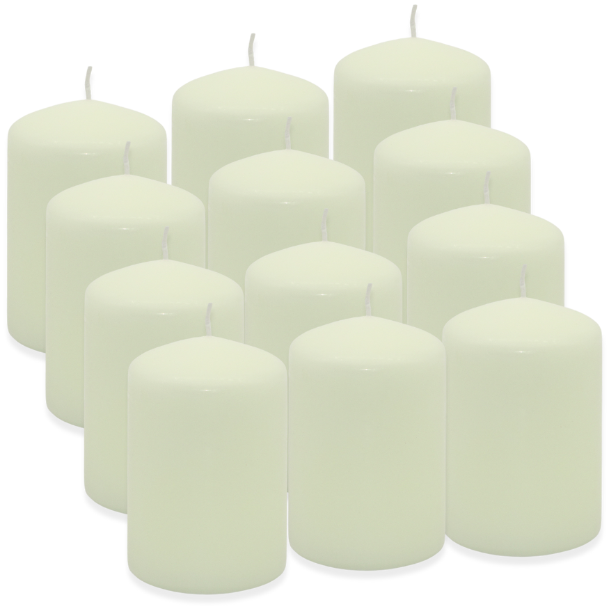 12 Stk Actuel Stumpenkerzen 100x68mm Blockkerzen 25h Säulenkerzen glatt (2x6er)