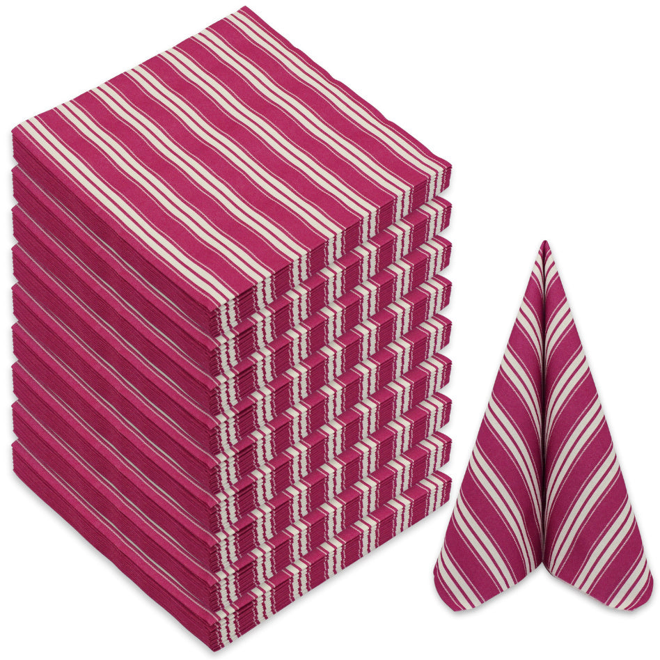 120 Stück Airlaid Servietten 40x40cm Stoffoptik - Burgunder Streifen (10 Pack x12er)
