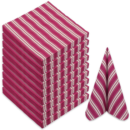 120 Stk Airlaid Servietten 40x40cm Stoffoptik - Burgunder Streifen (10 Pack x12er)