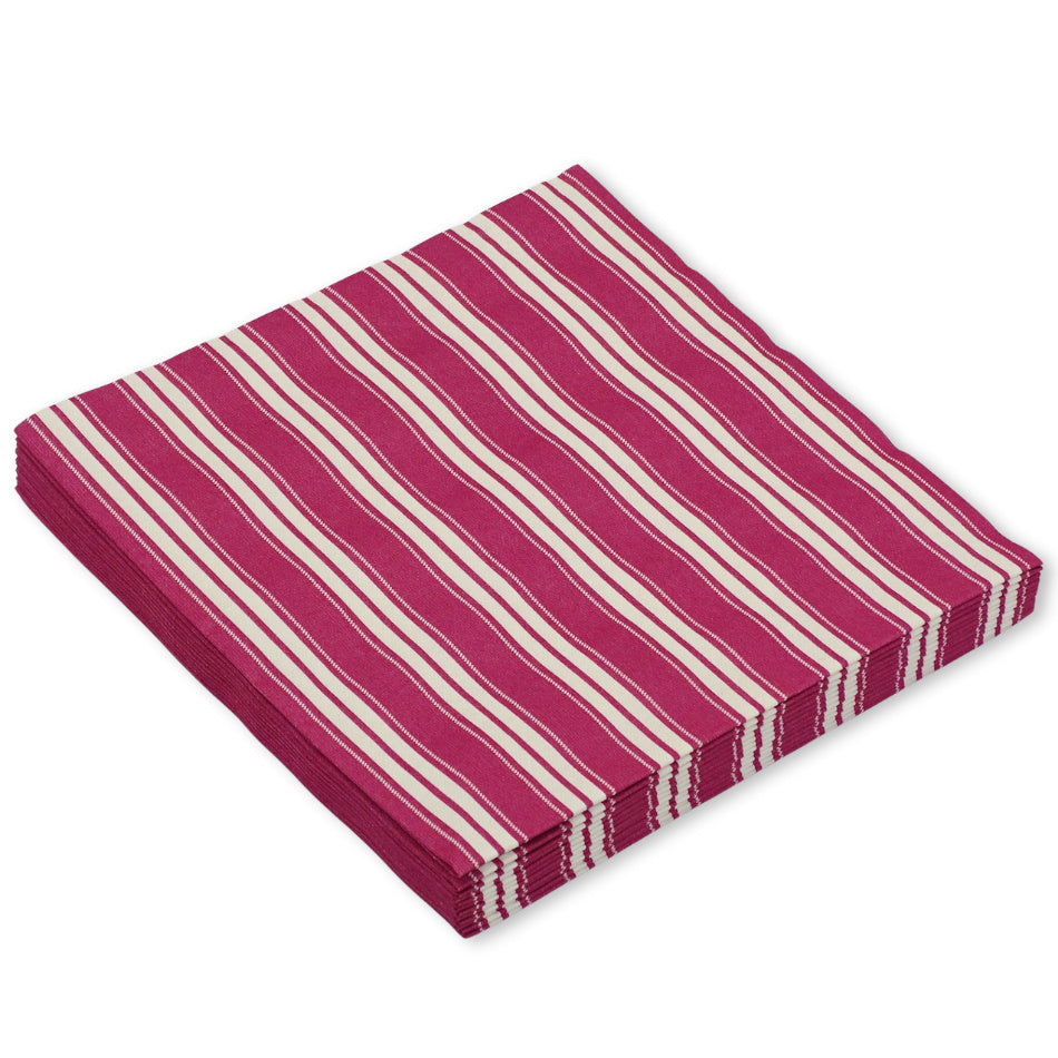 120 Stück Airlaid Servietten 40x40cm Stoffoptik - Burgunder Streifen (10 Pack x12er)