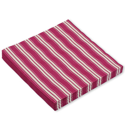 120 Stk Airlaid Servietten 40x40cm Stoffoptik - Burgunder Streifen (10 Pack x12er)