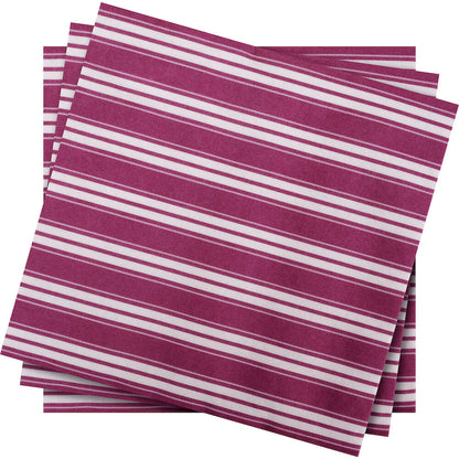 120 Stk Airlaid Servietten 40x40cm Stoffoptik - Burgunder Streifen (10 Pack x12er)