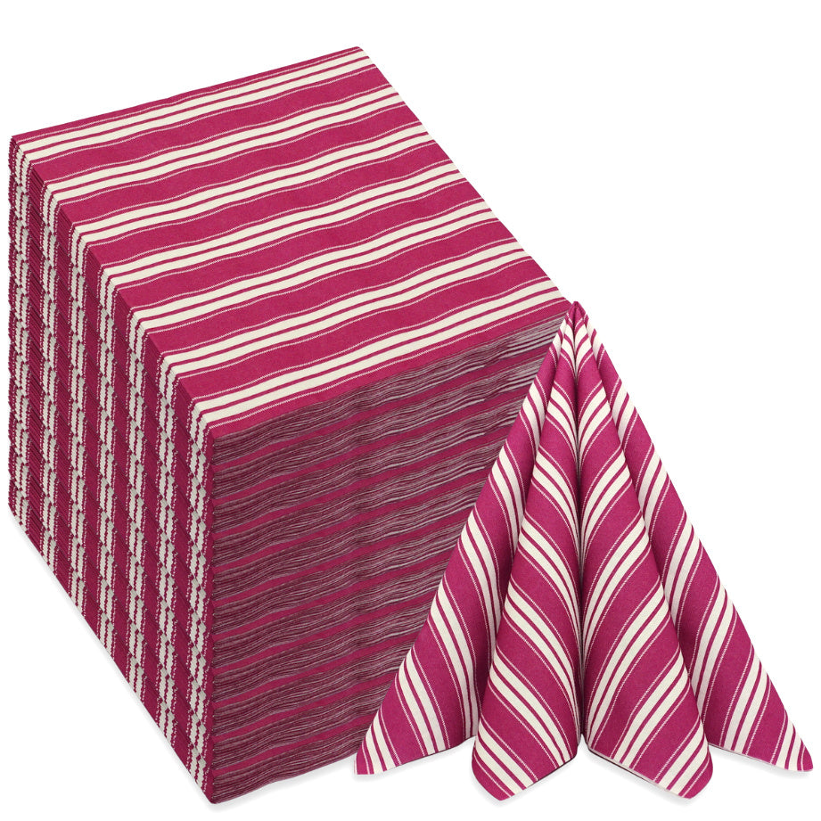 120 Stück Airlaid Servietten 40x40cm Stoffoptik - Burgunder Streifen (10 Pack x12er)