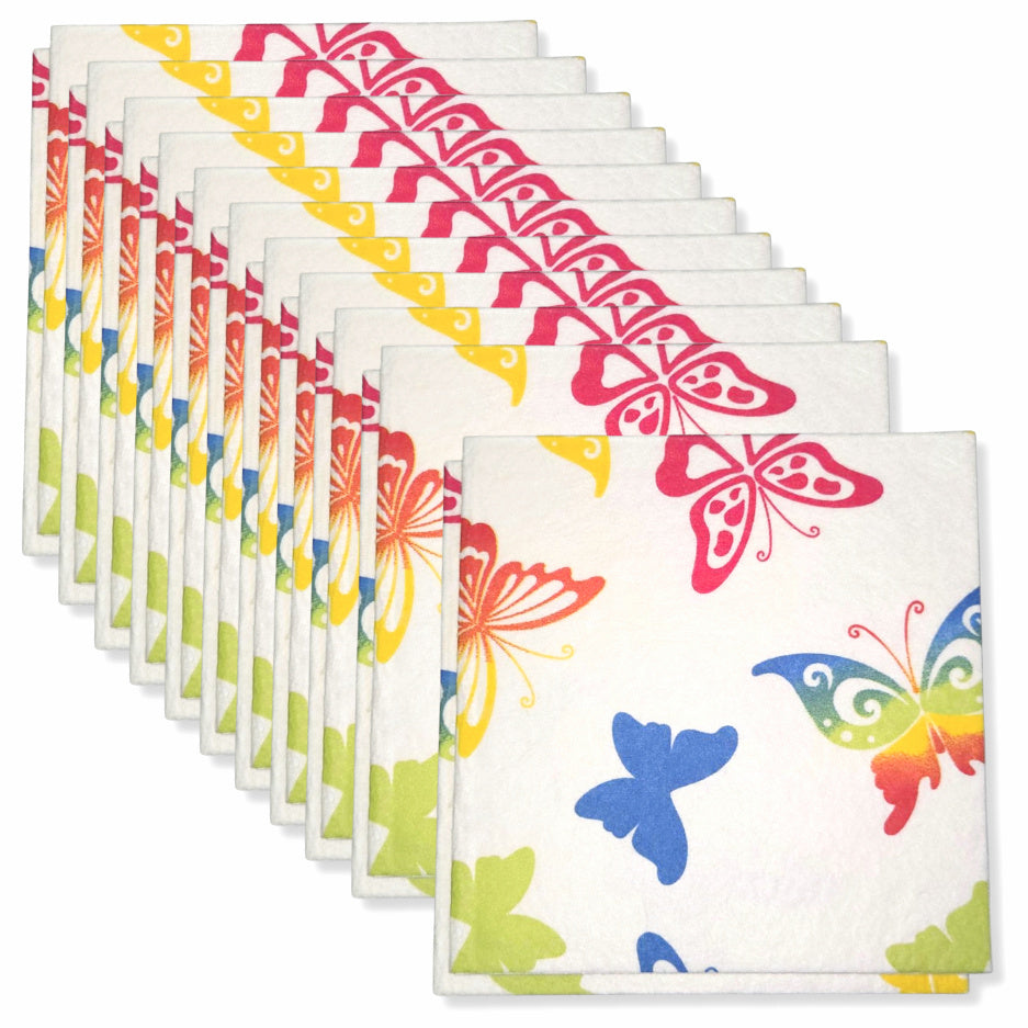 20 Stk Vlies Allzwecktücher 38x40cm Reinigungstuch mit Geruch-Stop Schmetterling bunt (2x10er)