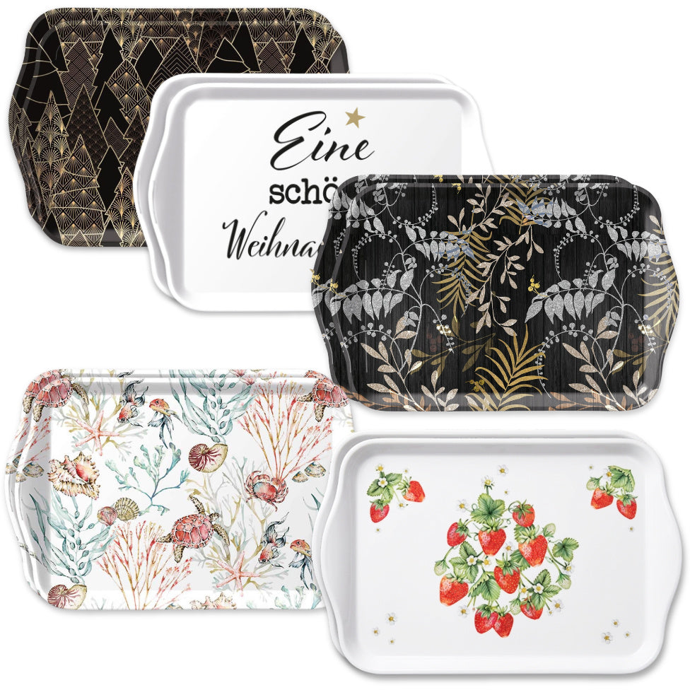 6er Set Ambiente Dekotablett 13x21cm Tablett klein - Melamin
