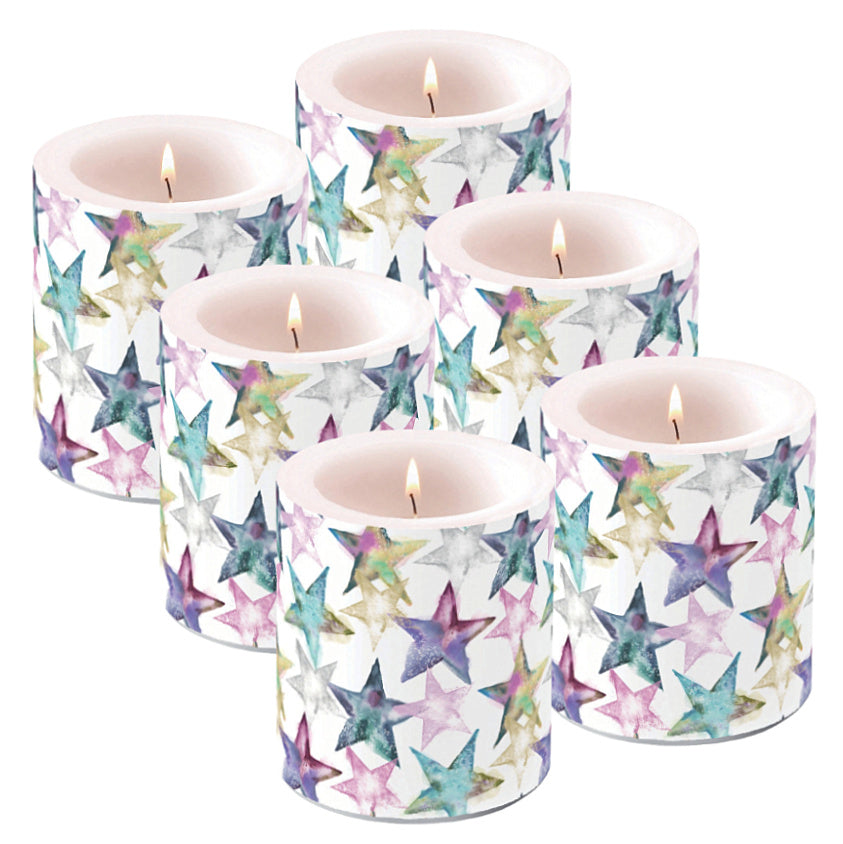 6er Set Ambiente Lampionkerzen 100x100mm Windlichtkerzen Medium - Weihnachtsmotive