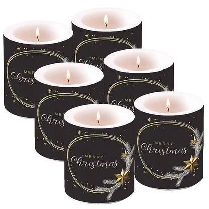 6er Set Ambiente Lampionkerzen 100x100mm Windlichtkerzen Medium - Weihnachtsmotive
