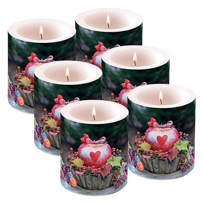 6er Set Ambiente Lampionkerzen 100x100mm Windlichtkerzen Medium - Weihnachtsmotive