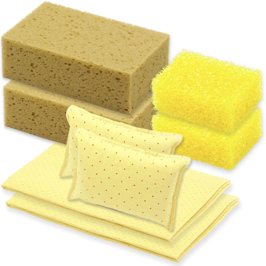 Autowaschset 8-tlg: Autoschwamm Insektenschwamm Fensterschwamm Fenstertuch (4x2er Pack)