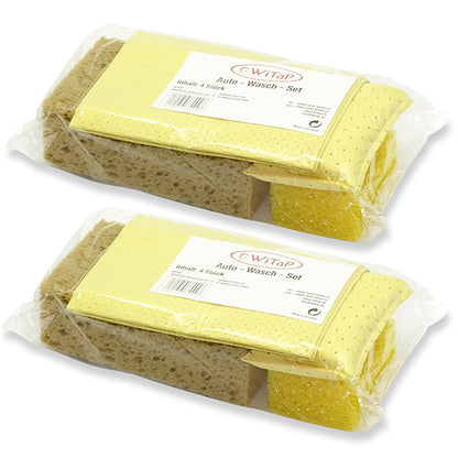 Autowaschset 8-tlg: Autoschwamm Insektenschwamm Fensterschwamm Fenstertuch (4x2er Pack)