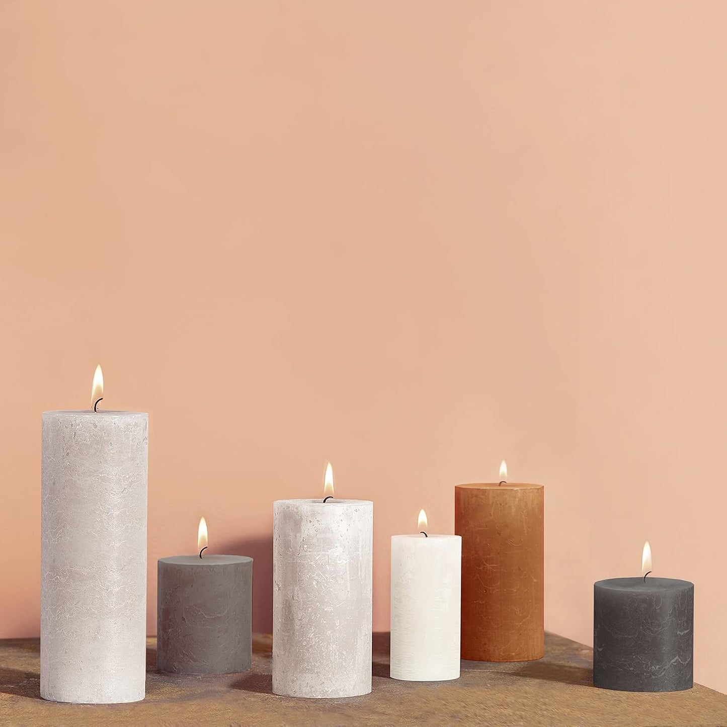 4er Set Bolsius Rustik Stumpenkerzen 130x68mm - Wildlederbraun