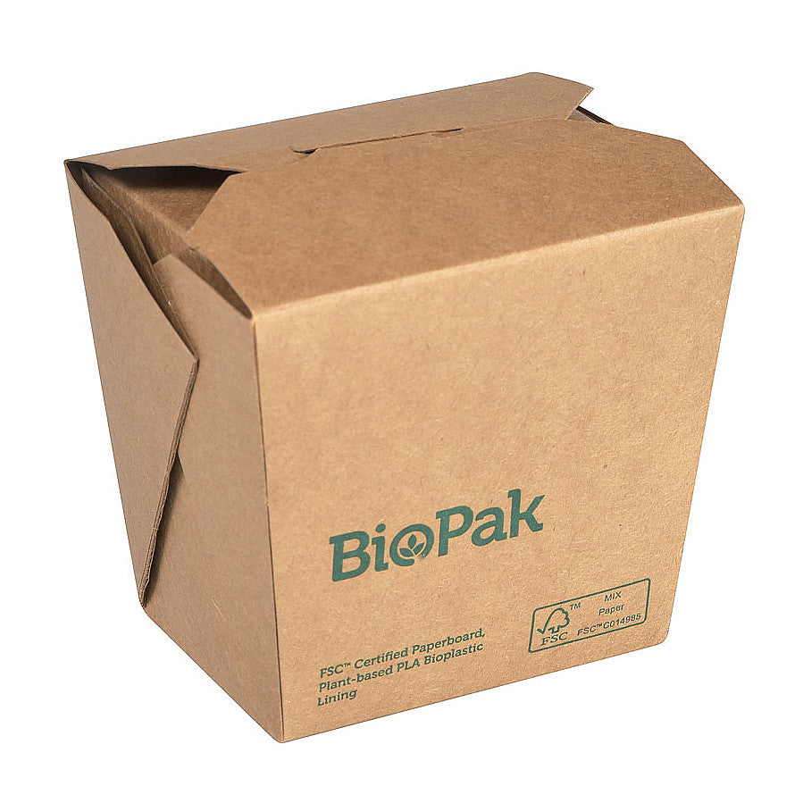 500 Stück Bio Nudelboxen Small 480ml Snackbox Kraftpapier eckig (10x50er) - Braun