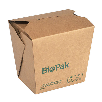 500 Stück Bio Nudelboxen Small 480ml Snackbox Kraftpapier eckig (10x50er) - Braun