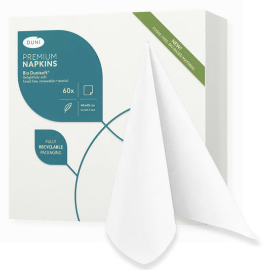 60 Bio Dunisoft Servietten 40x40cm Stoffoptik stoffähnlich (60er Pack) weiß
