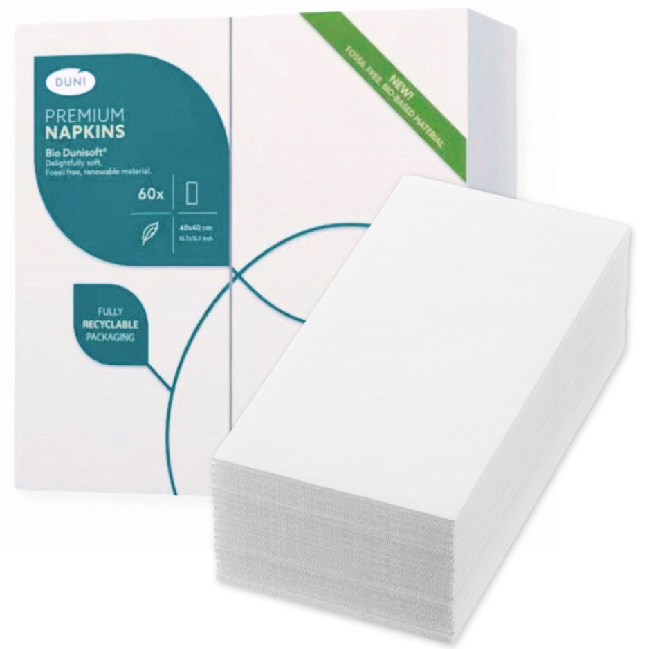 Bio Dunisoft Servietten 40x40cm 1/8 Buchfalz Stoffoptik B-Ware - Cremeweiß