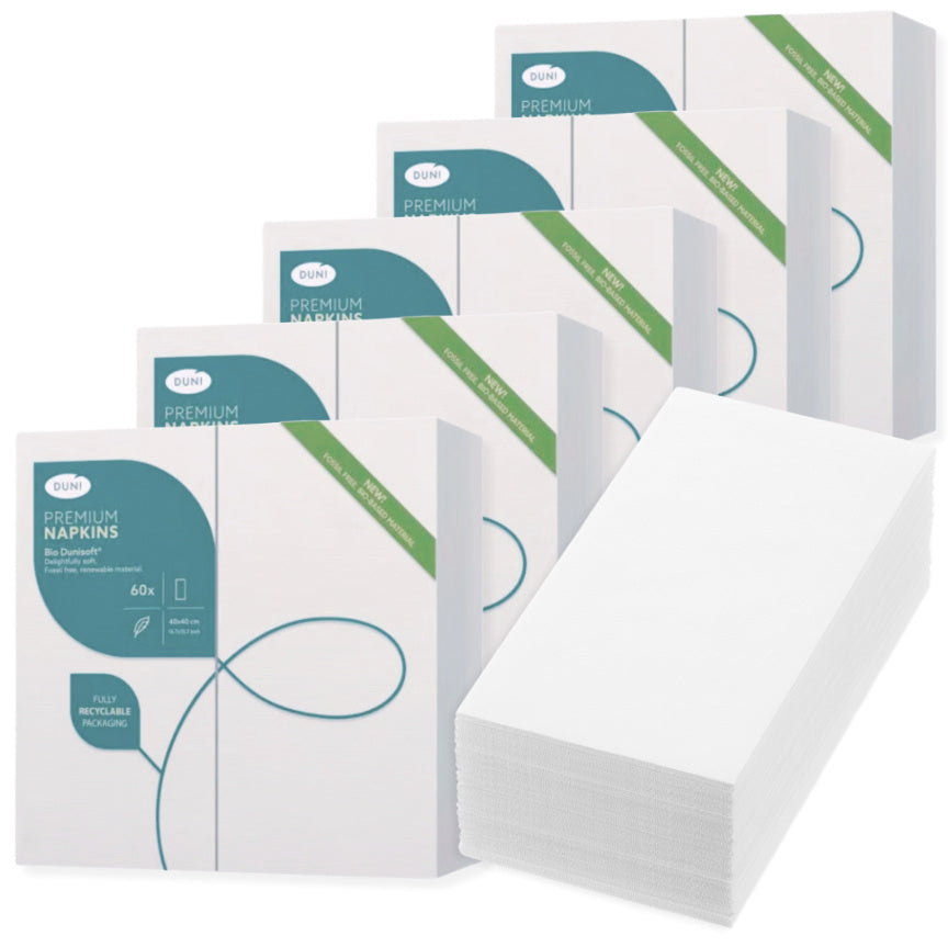Bio Dunisoft Servietten 40x40cm 1/8 Buchfalz Stoffoptik B-Ware - Cremeweiß