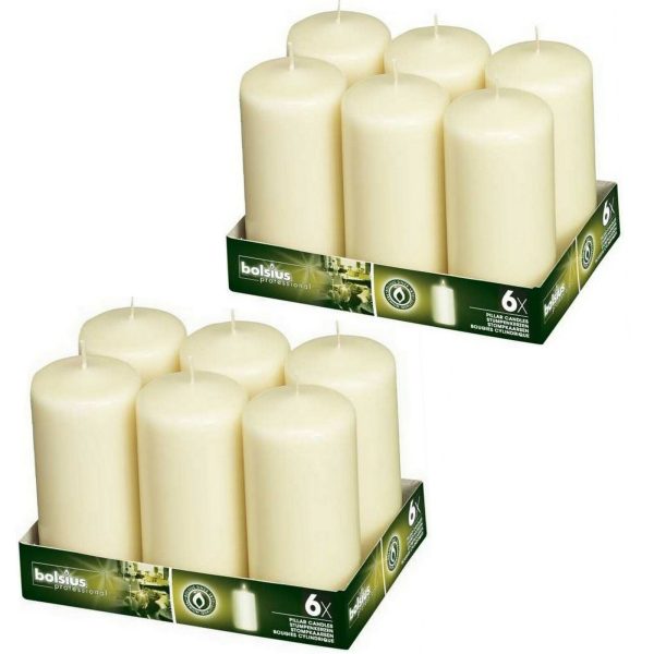 12 Stk Bolsius Professional Stumpenkerzen 130x60mm Gastro - Elfenbein (2x6er Tray)