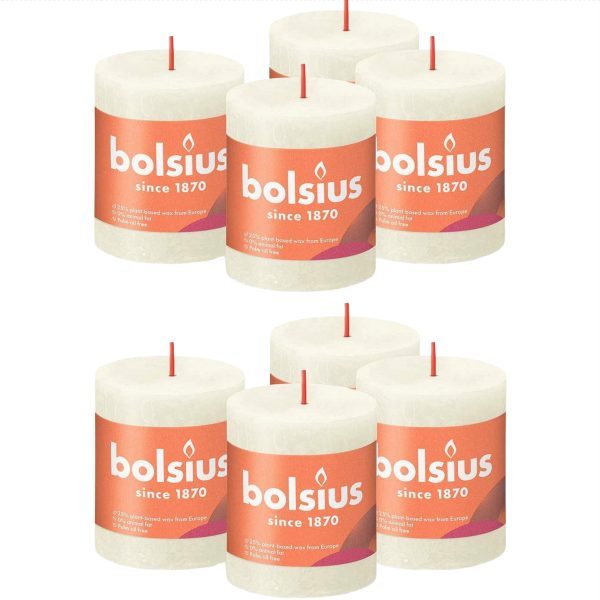 8 Bolsius Rustik Stumpenkerzen 80x68mm - Elfenbein (2x4er)