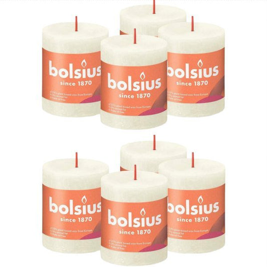 8 Bolsius Rustik Stumpenkerzen 80x68mm - Elfenbein (2x4er)