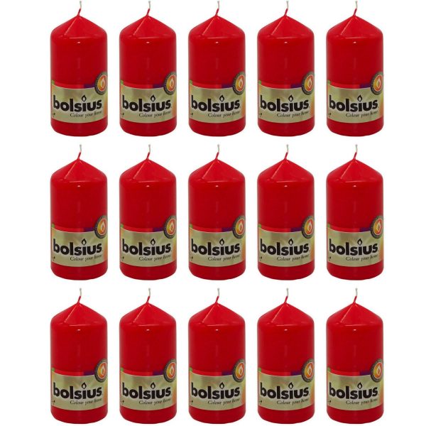15 Bolsius Stumpenkerzen 98x48mm - Rot