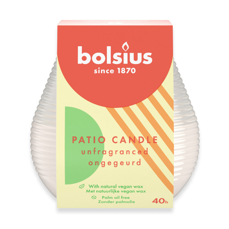 6er Set Bolsius Patiolicht Kerzenglas 94x91mm Outdoor Kerze ohne Duft - Milky White