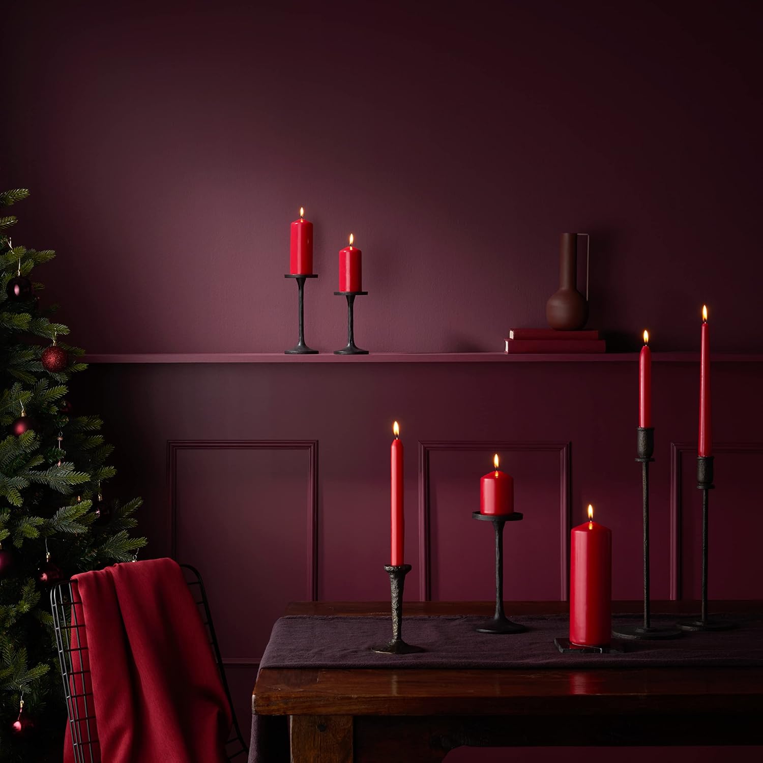 48 Stück Bolsius Duft True Glow Maxi Teelichter 8 h Acryl Cup Winter Spieces rot (6x8er)