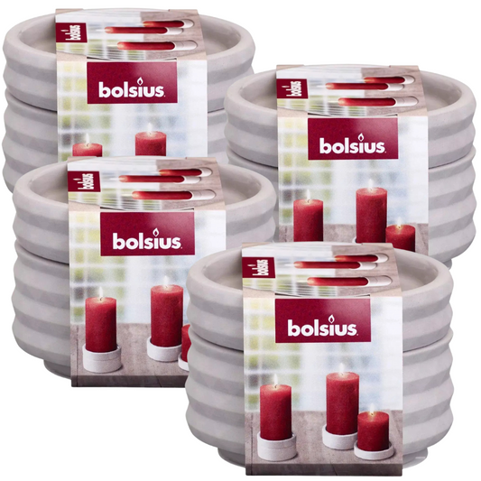 8 Stk (4 Pack x 2er) Bolsius Keramik Kerzenhalter 86mm Kerzenständer Teller - hellgrau