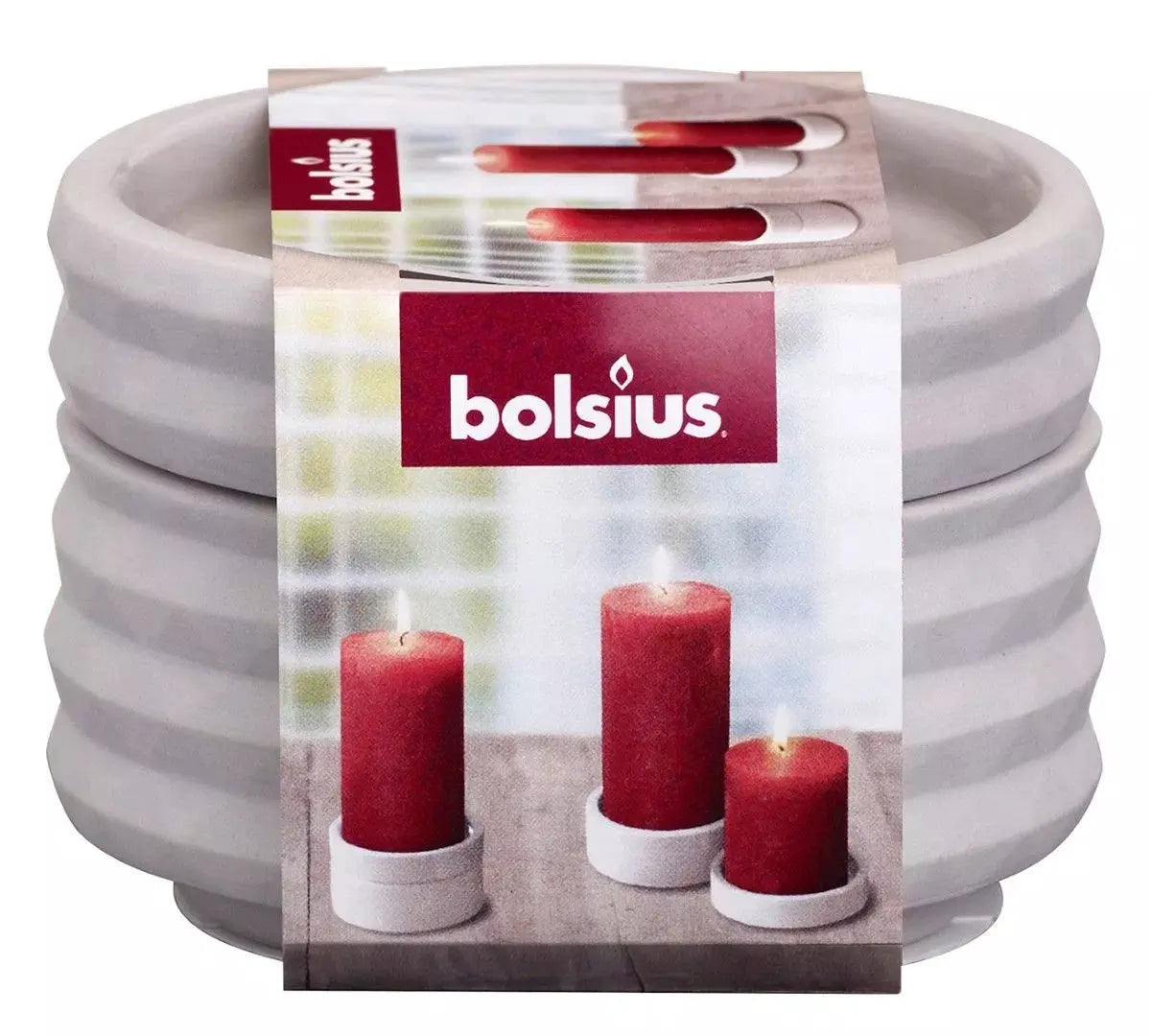 8 Stk (4 Pack x 2er) Bolsius Keramik Kerzenhalter 86mm Kerzenständer Teller - hellgrau