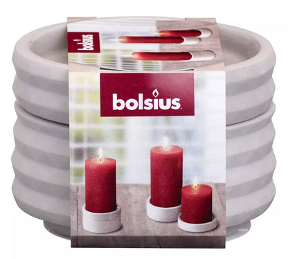 8 Stk (4 Pack x 2er) Bolsius Keramik Kerzenhalter 86mm Kerzenständer Teller - hellgrau