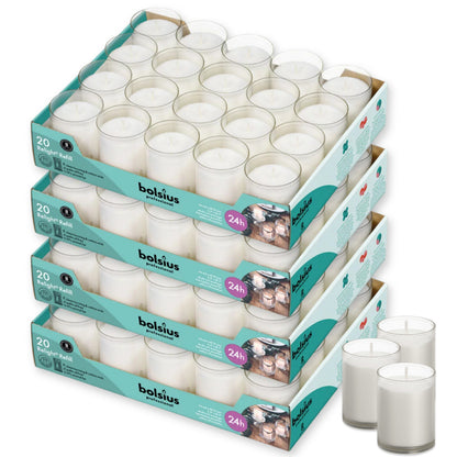 80-tlg. Bolsius Refill Nachfüller Kerzen Acryl Cup 64x52mm Relight klar (4x20er)