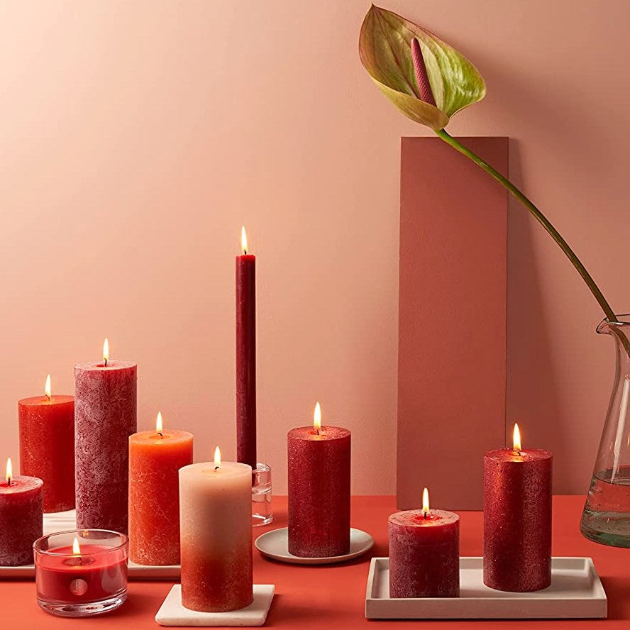 6er Set Bolsius True Glow Duftgläser 90x63mm Duftkerzen Kerzenglas - Winter Spices rot