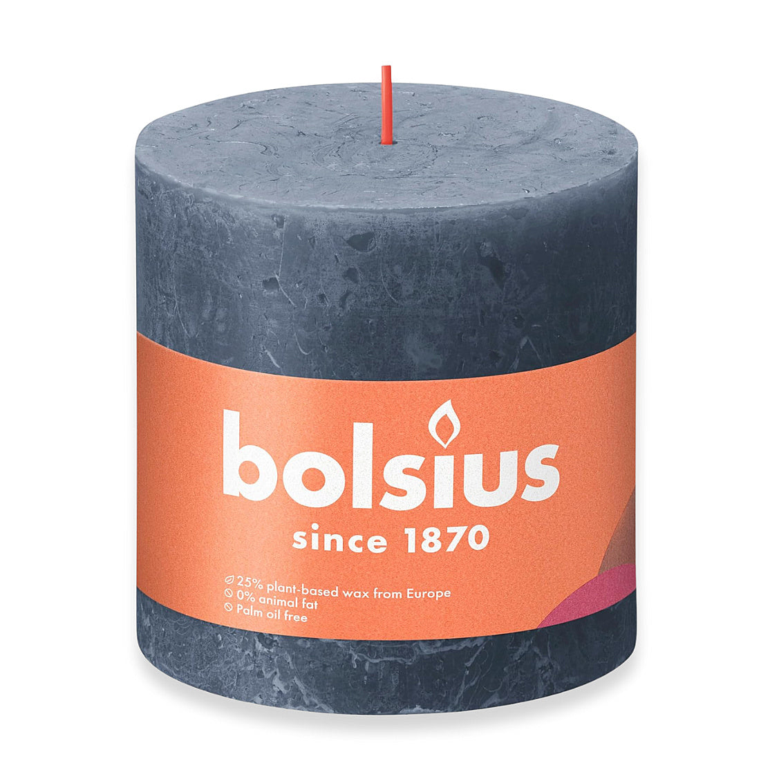 3er Set Bolsius Rustik Stumpenkerzen 100x100mm Hortensienblau - dunkelblau