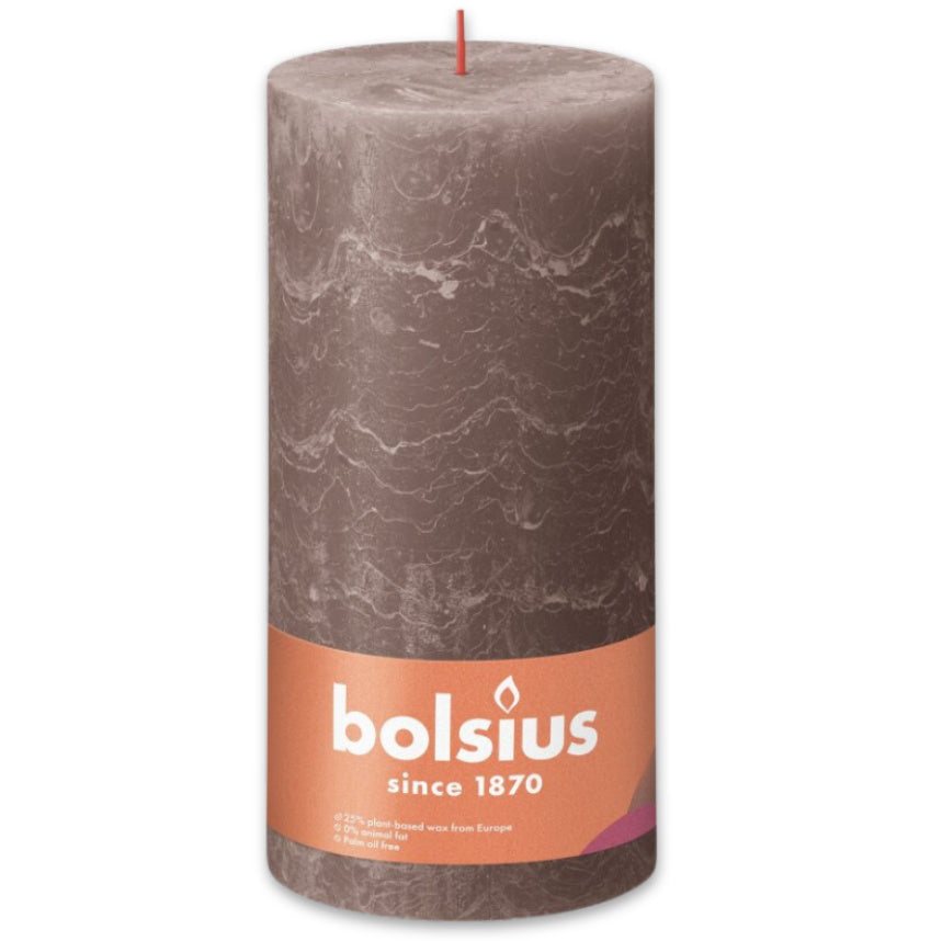 4er Set Bolsius XXL Rustik Stumpenkerzen 200x100mm Rustic Shine Kerzen - Taupe