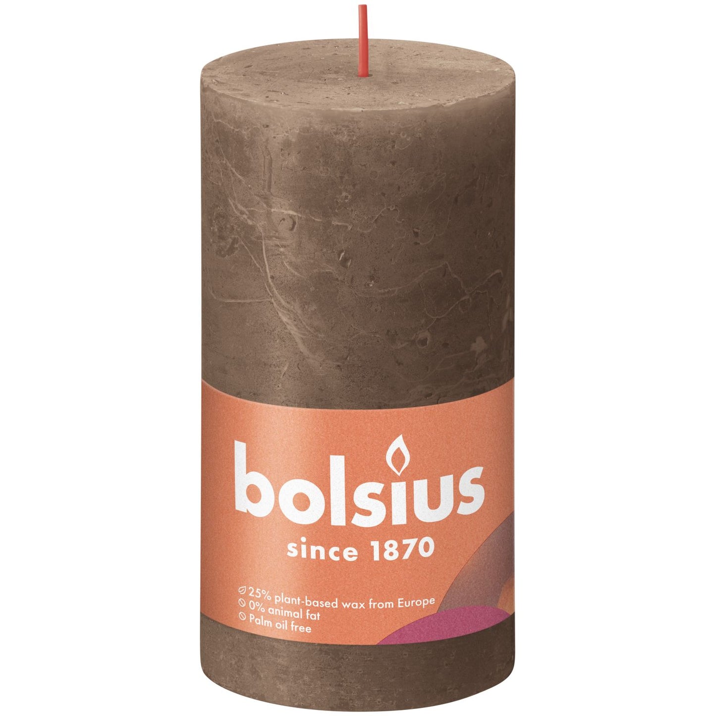 4er Set Bolsius Rustik Stumpenkerzen 130x68mm - Wildlederbraun