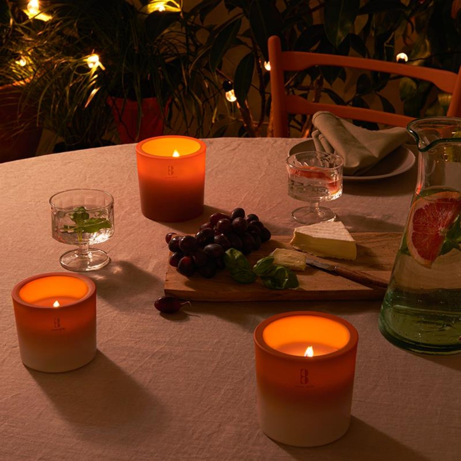 6er Set Bolsius Summer Nights Outdoor Kerzengläser 90x80mm Holzdocht Terrakotta-Creme