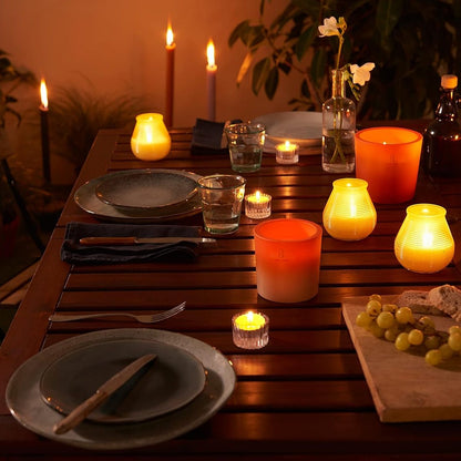 6er Set Bolsius Summer Nights Outdoor Kerzengläser 90x80mm Holzdocht Terrakotta-Creme