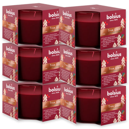 6er Set Bolsius True Glow Duftgläser 90x63mm Duftkerzen Kerzenglas - Winter Spices rot