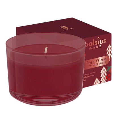 6er Set Bolsius True Glow Duftgläser 90x63mm Duftkerzen Kerzenglas - Winter Spices rot